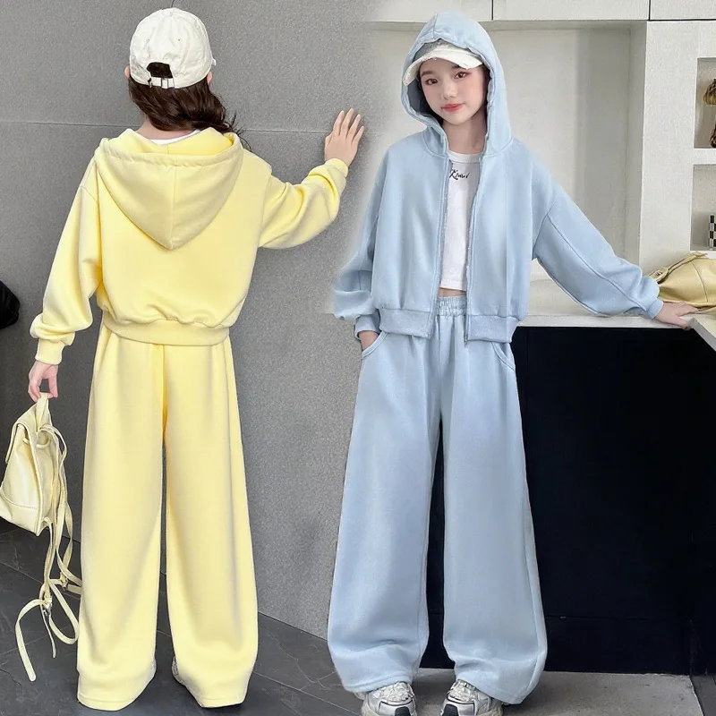 الخريف الأطفال الفتيات الملابس مجموعة في سن المراهقة مقنعين البلوز بلوزات متينة وسراويل أسفل 2 قطعة بلوزات طفل موضة رياضية