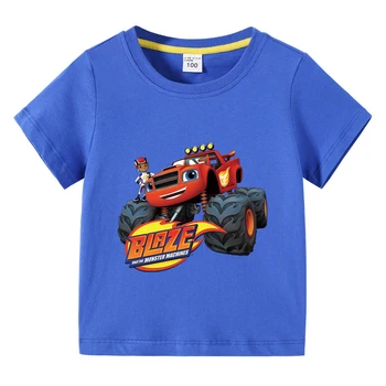 Hot Animation Blaze And The Monster Machines Printing Children Boys Clothing 3 to 10 Years Male Outdoor Child TShirt Top Shirts