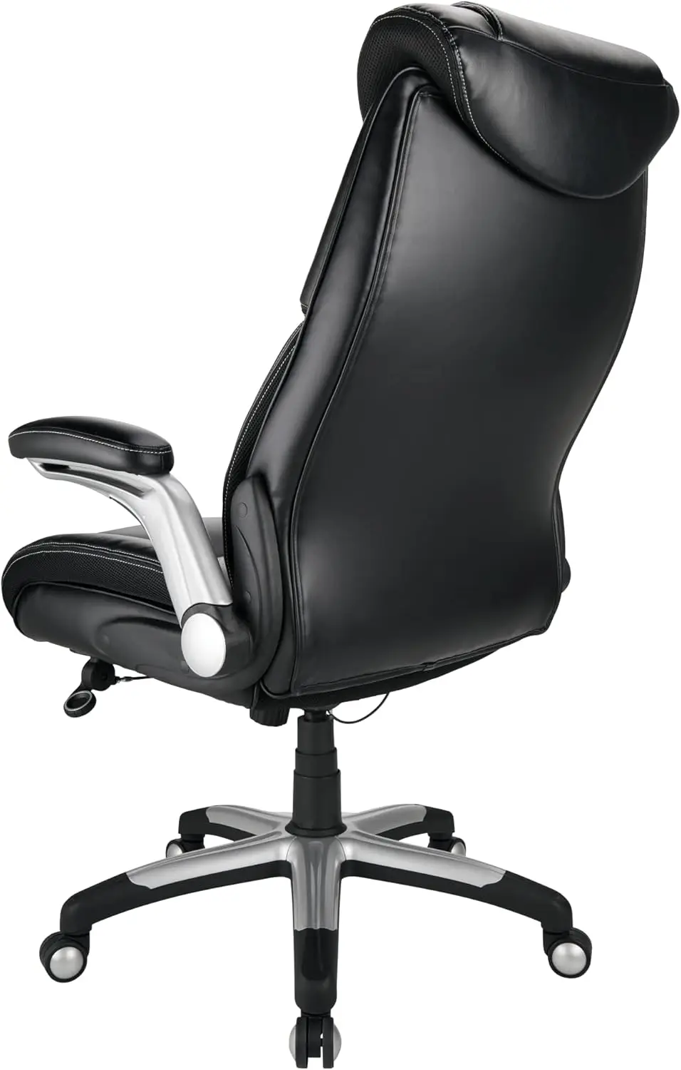 Torval Big & Tall Bonded Leather High-Back Computer Office Chair, Black/Silver, BIFMA Compliant