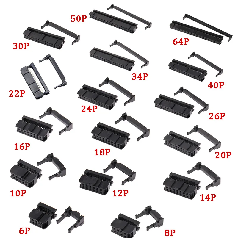 50Pcs 1.27mm Pitch 2x20 Pin 40 Pin IDC FC Female Header Cable Socket Connector e