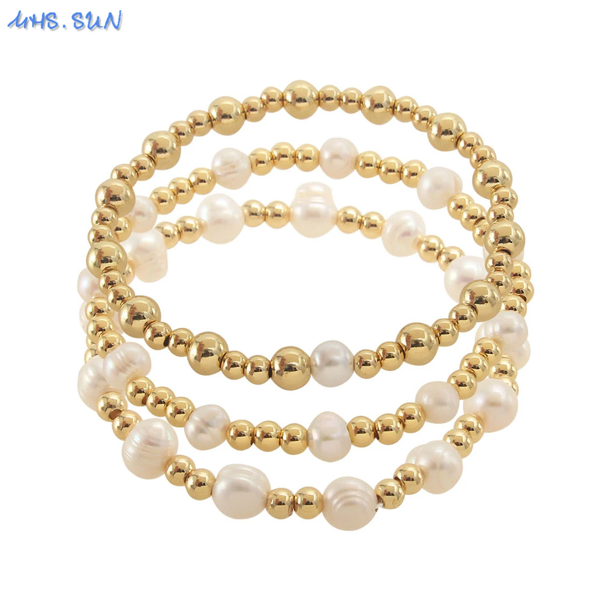 Elegant Natural Pearl Gold Plated Stainless Steel