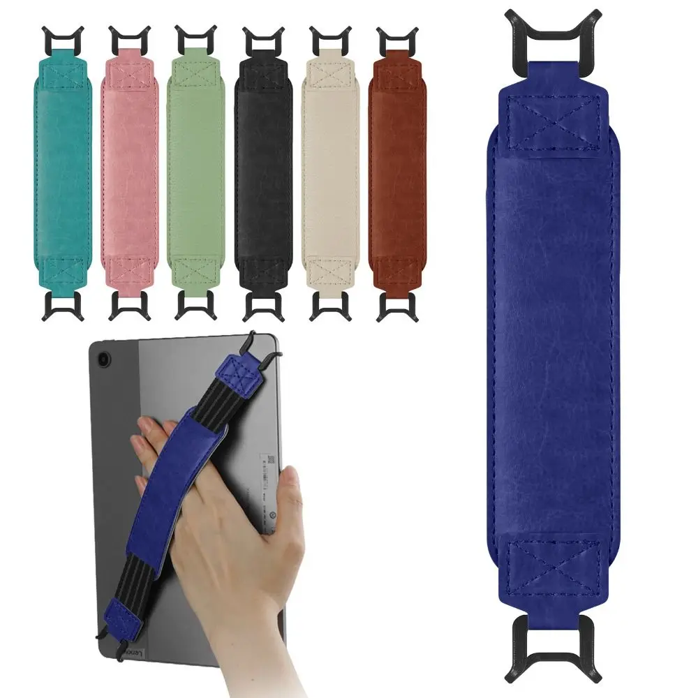 Universal Leather Tablet Hand Strap with Elastic Anti-Drop Secure Grip