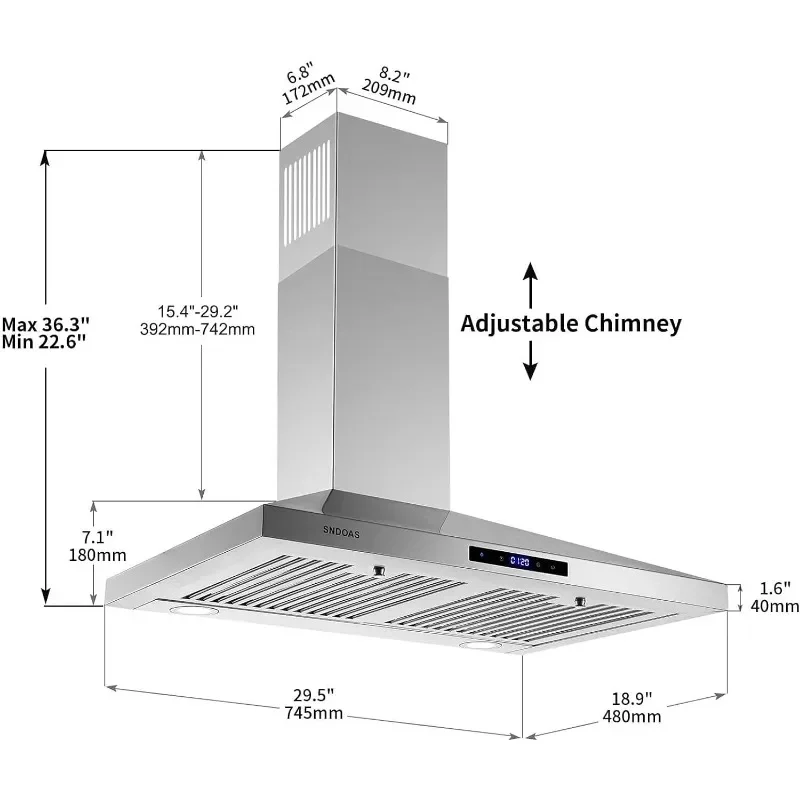 Range Hood 30 inches,Stainless Steel Wall Mount Range Hood,Vent Hood 30 inch  w/Control,Ducted/Ductless Convertible - AliExpress