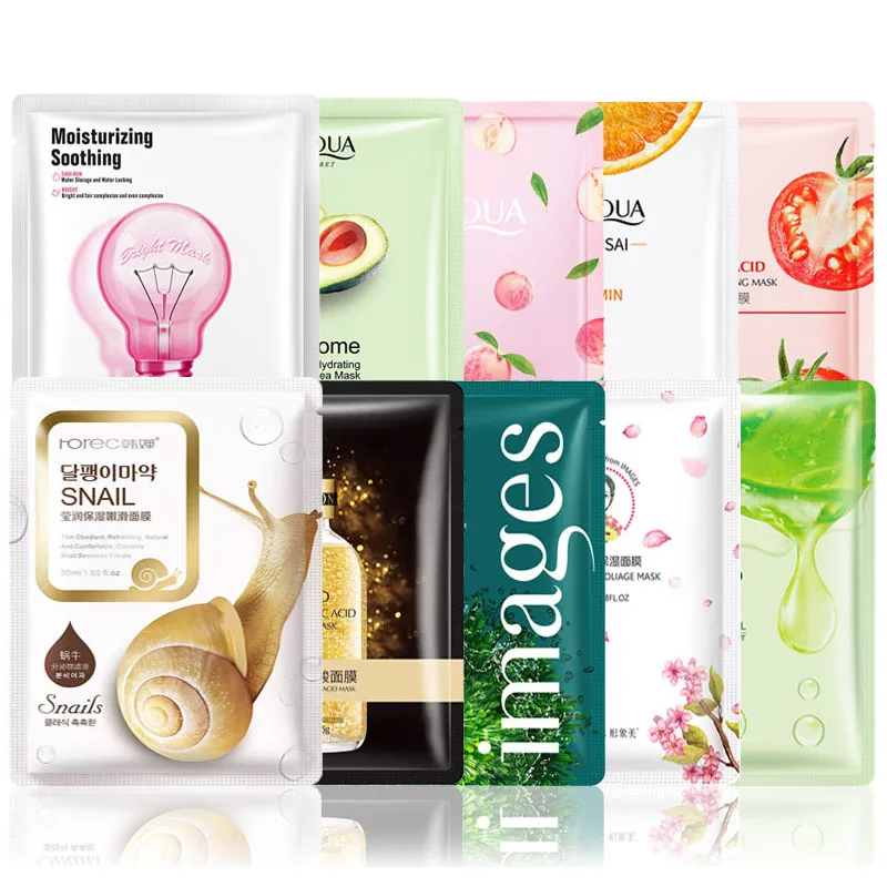 

10pcs BIOAQUA Snail Hyaluronic Acid Face Mask Moisturizing Soothing Anti-aging Skincare Facial Mask Sheet Masks Korean Skin Care