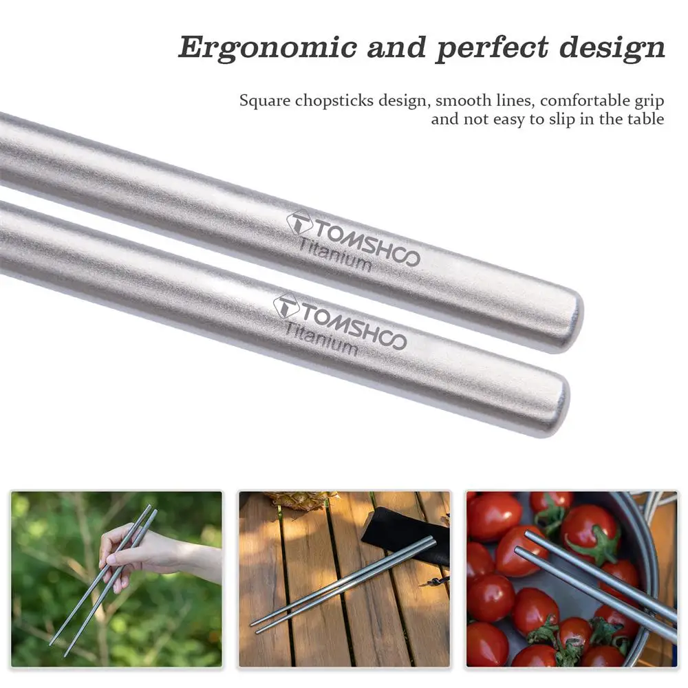 Tomshoo Titanium Foldable Chopsticks Ultra Light Outdoor Camping Tableware with Storage Bag Travel Cutlery Portable Utensils camping cutlery portable tableware portable cutlery titanium tableware