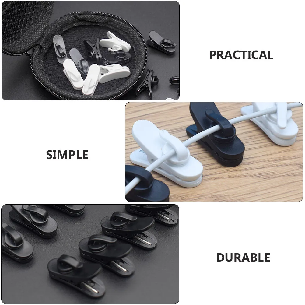 100Pcs 이어폰 클립 회전식 헤드셋 홀더 수직 수평 표면용 휴대용 경량 플라스틱 케이블 정리기