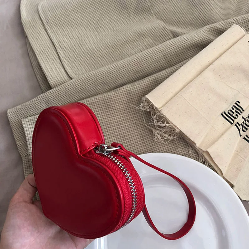 Women Wallet PU Leather Heart Bag Coin Purses For Women Girls