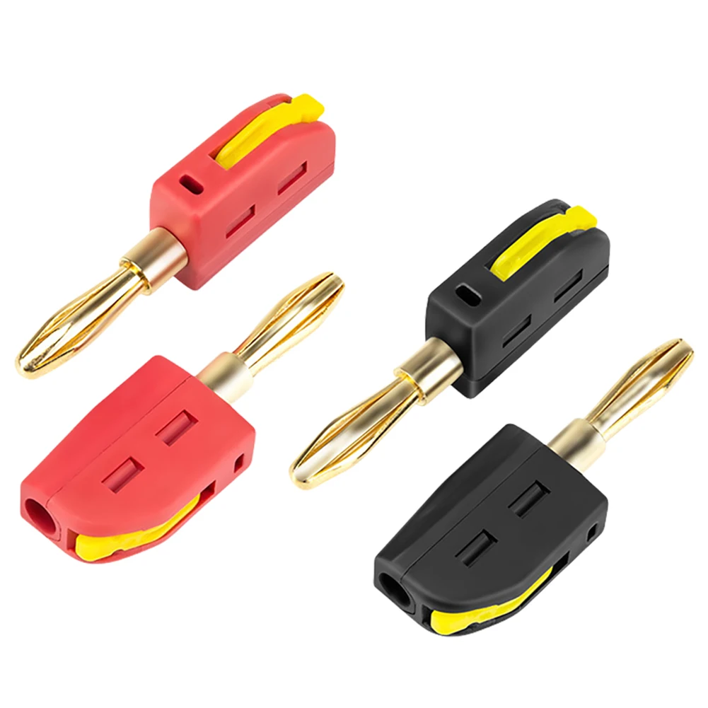 10Pcs 4mm High Current Plugs Solder-Free Gold-Plated Banana Connector Six-Lea Quick Connect Plug for 32A Electrical Test