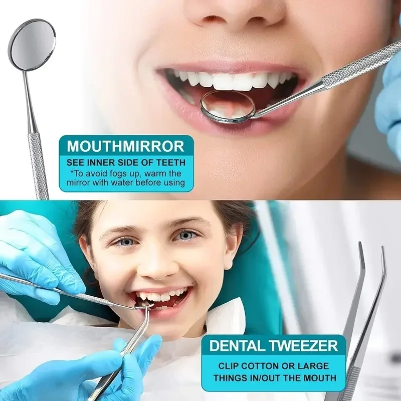 3-8P Edelstahl Zahnarzt Oral Werkzeuge Reinigung Zahnseide Zahnstein Entfernung Leicht zu reinigen Nicht leicht zu brechen Dental Oral Spiegel Pflege – Detail 8