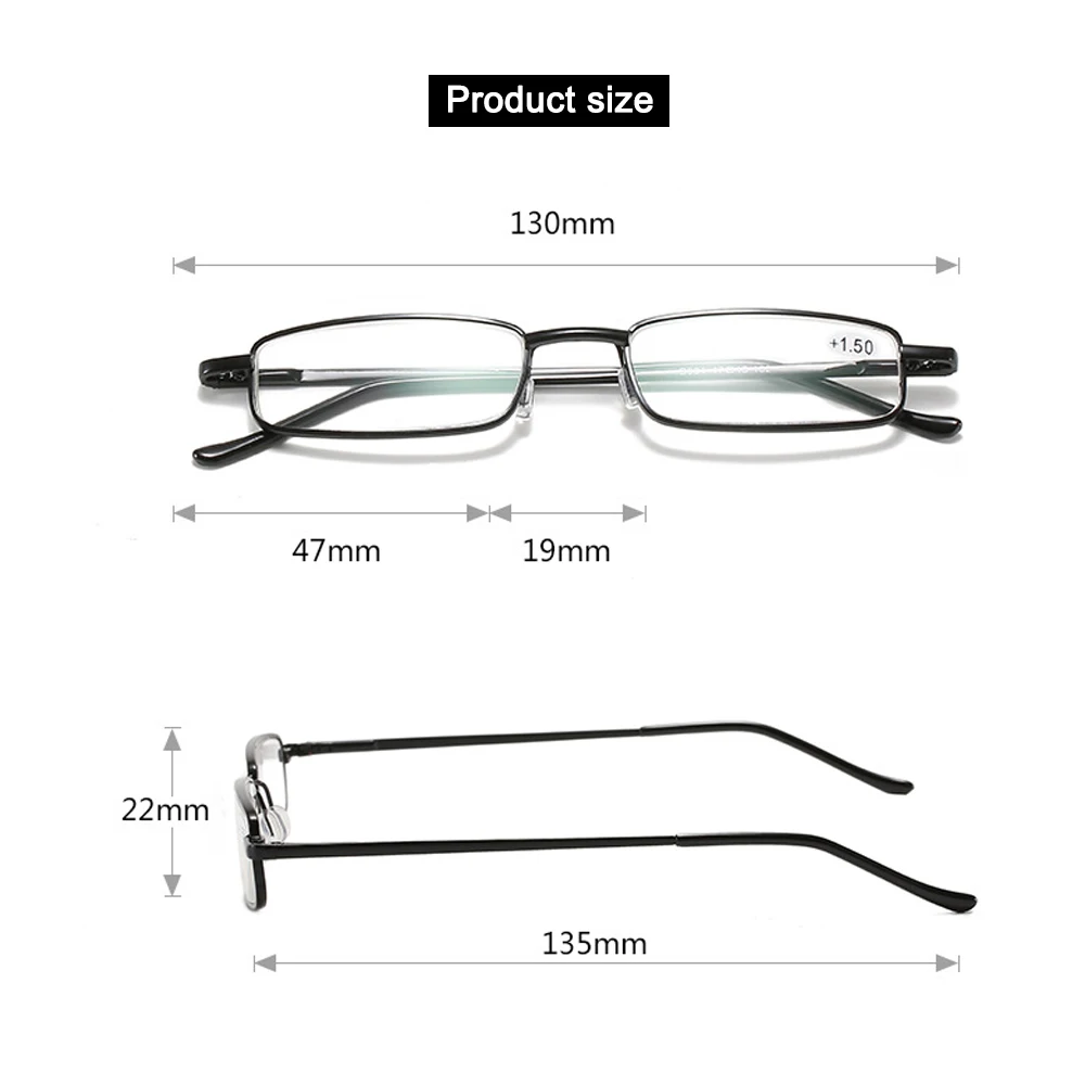 Reading glasses mini portable ultralight with box metal frame for men and women