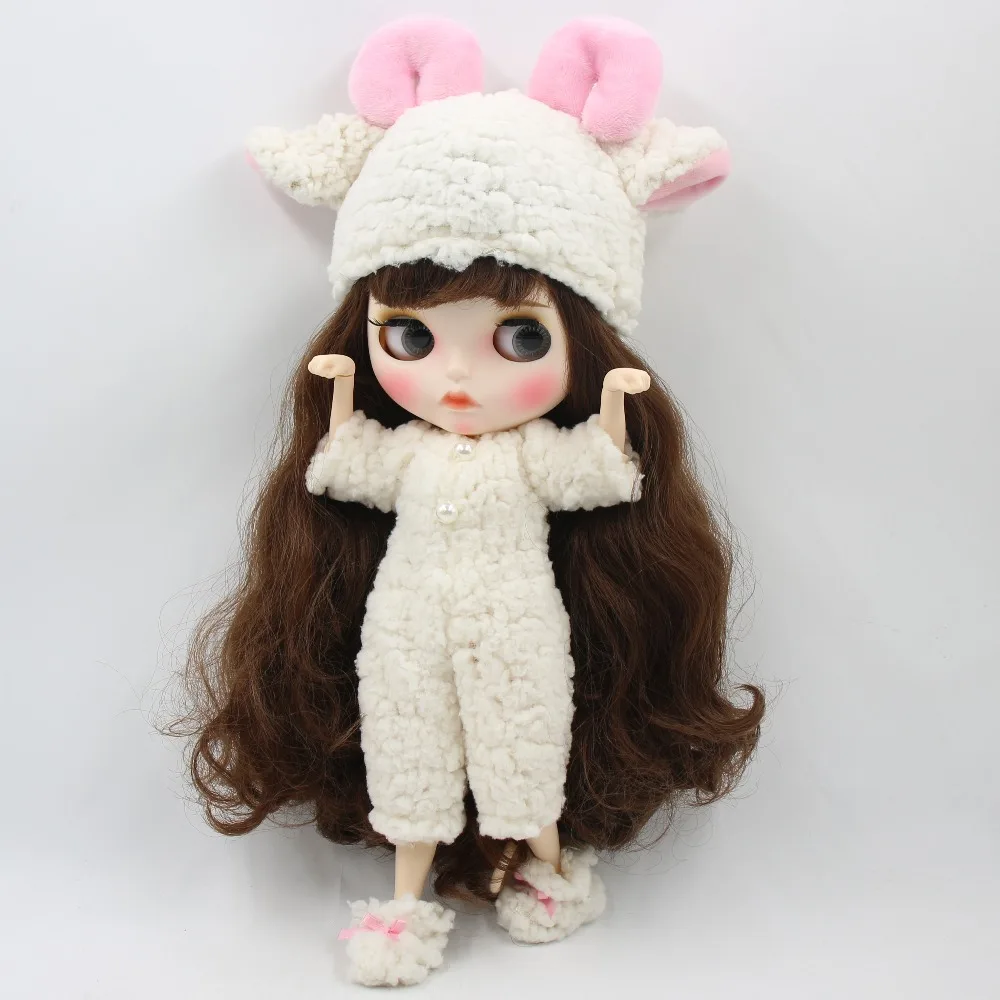 Neo Blythe Комбинация кукольного костюма овечки и розового платья 1