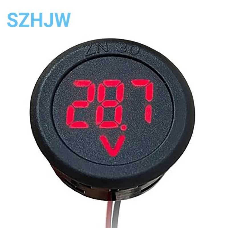 LED Digital Display Circular Voltmeter with Reverse Connection Protection