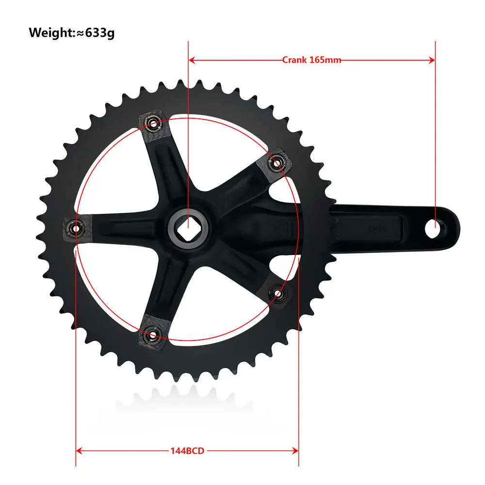 SKEACE 48T Bicycle Crankset Fixed Gear Chain Wheel BCD 144mm
