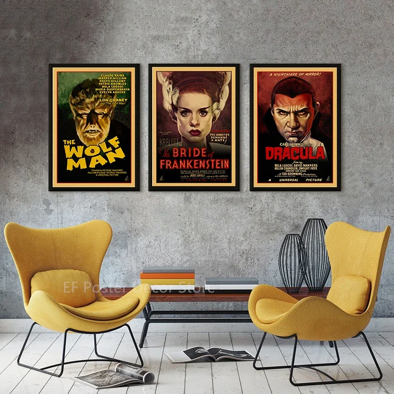 Description Picture 5 of itemMonsters Movie Poster Retro Kraft Paper Prints Vintage Home Decor Picture Living Room Decoration Horror Film Art Wall Painting