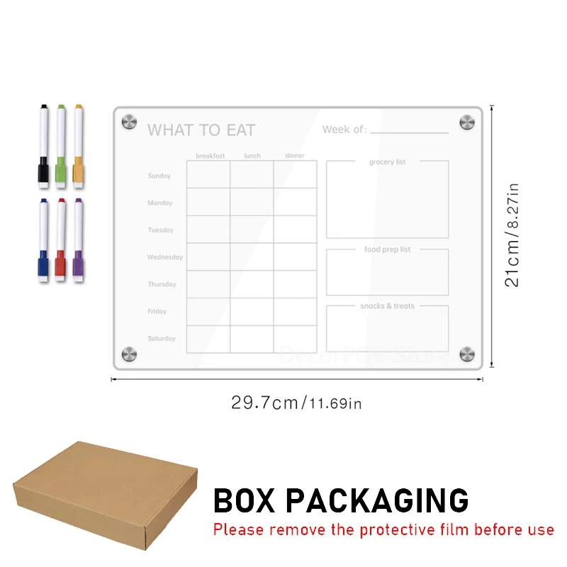 Lavagna Magnetica Trasparente Per Frigo - Calendario Settimanale E Lista Della Spesa - Foto 9