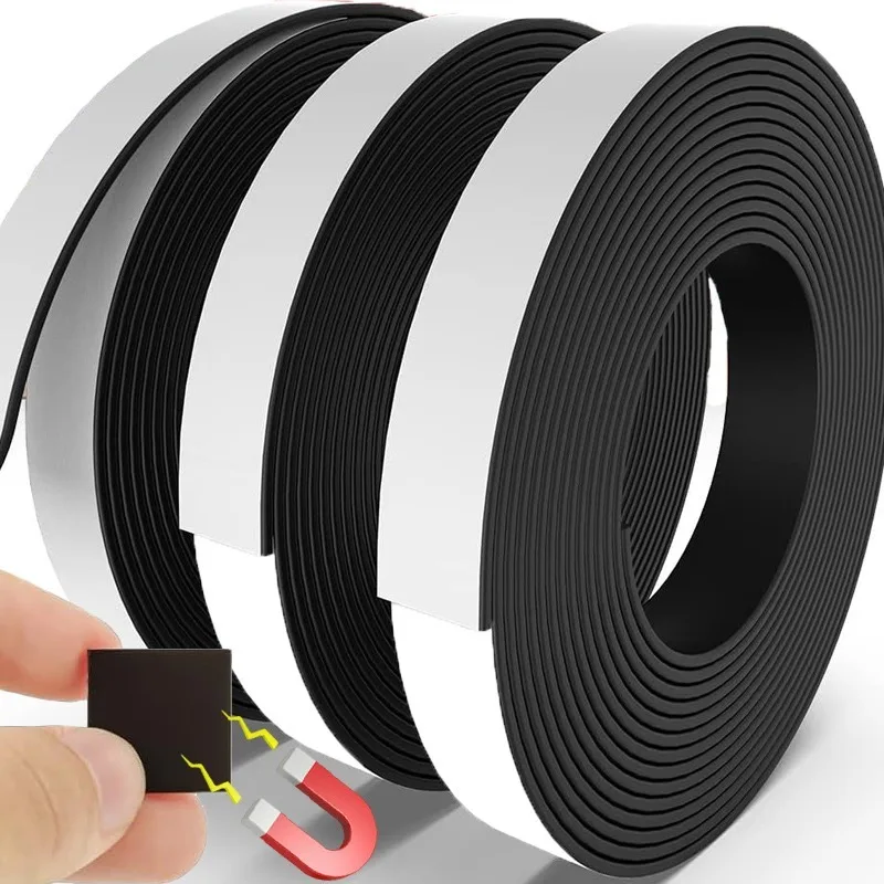 

Self Adhesive Magnetic Tape Rubber Magnet Tape Strong Flexible Magnet Stripe for DIY Refrigerator Photo Posters Storage Decor