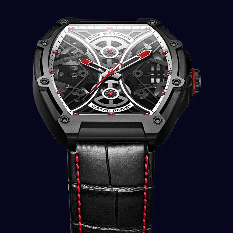 DOM Independent brand Fashion Skeleton Punk Style Quartz Chronograph Men's Watch Waterproof Watch Men's Clock M-1388