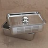 304 tray stainless steel Storage Trays leak plate hole Mesh Strainer Colander wash vegetable basin drying water filter basin lid 5