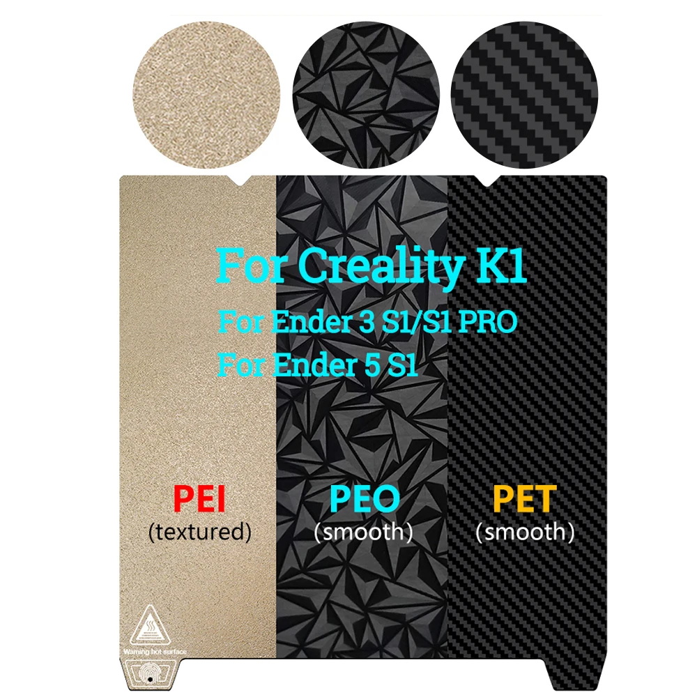 For Creality K1/K1 Max Bambu Lab Upgrade Heated Bed PEO/PEI Sheet Double Side Build Diamond Plate Magnetic For Ender 3 S1/S1 Pro