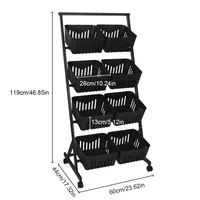 4-Tier Fruit Basket Stand with Rolling Wheels Vegetable Storage Rack W/Rolling Wheels for Pantry Bathroom Laundry Room 5