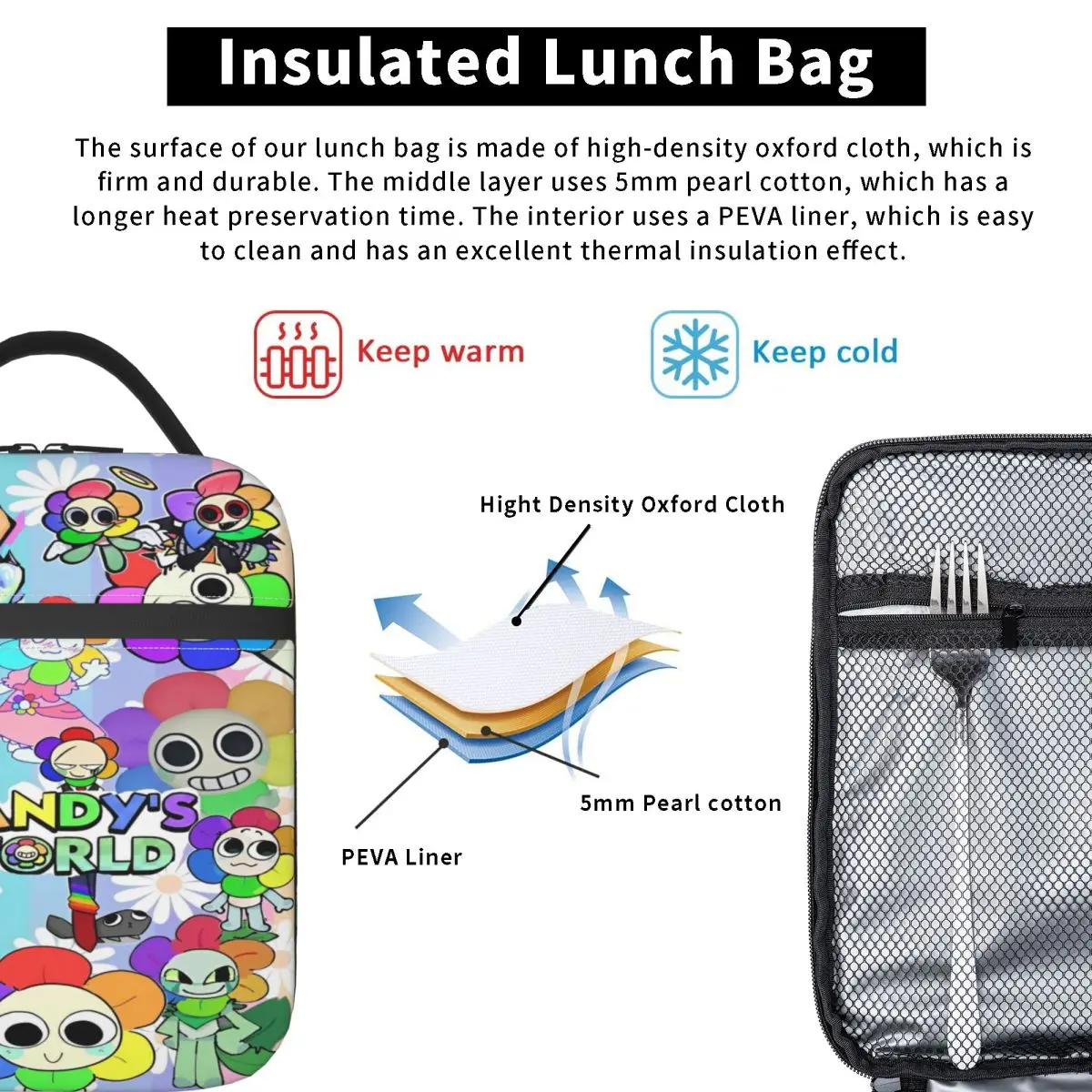 Dandys World Game Accessories Insulated Lunch Bag For Outdoor Food Box Portable Thermal Cooler Lunch Boxes