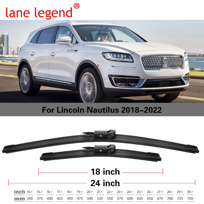 Auto-Frontscheiben-Fensterwischerblätter für Lincoln Nautilus 2018 2019 2020 2021 2022, rahmenloses, geräuschloses Gummi-Zubehör – Detail 5