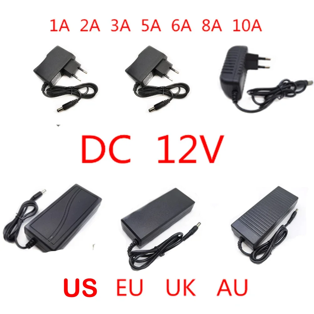 AC 100V-240V DC 12V 1A 2A 3A 5A 6A 8A 10A Power Supply Adapter 12 V Volt Lighting Transformer Converter For LED Strip Light CCTV