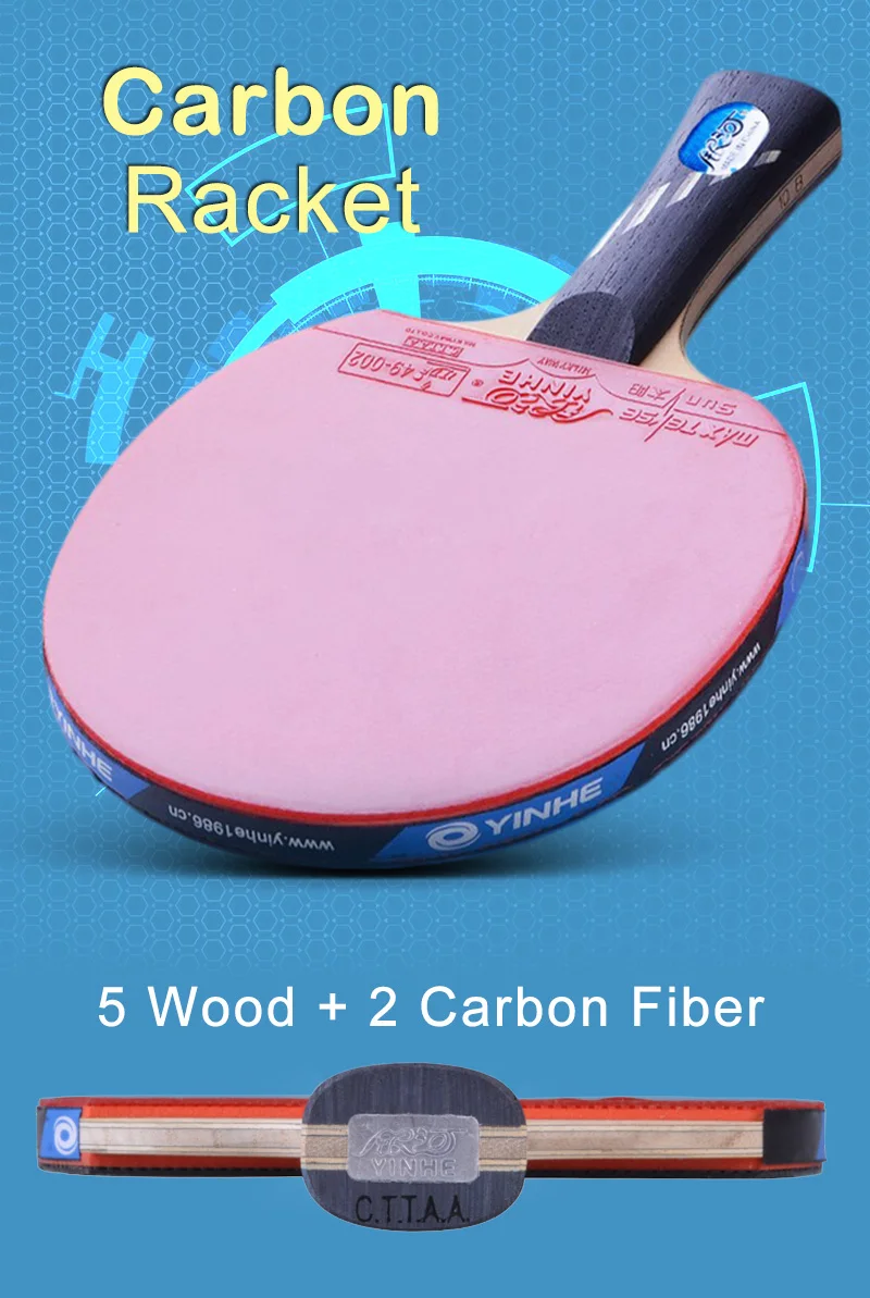 Yinhe 10-sterne Ping Pong Schläger 10B Carbon Offensive Pingpong Tischtennis Schläger für Zwischen Schnell Angriff mit Feinen control – Detail 3