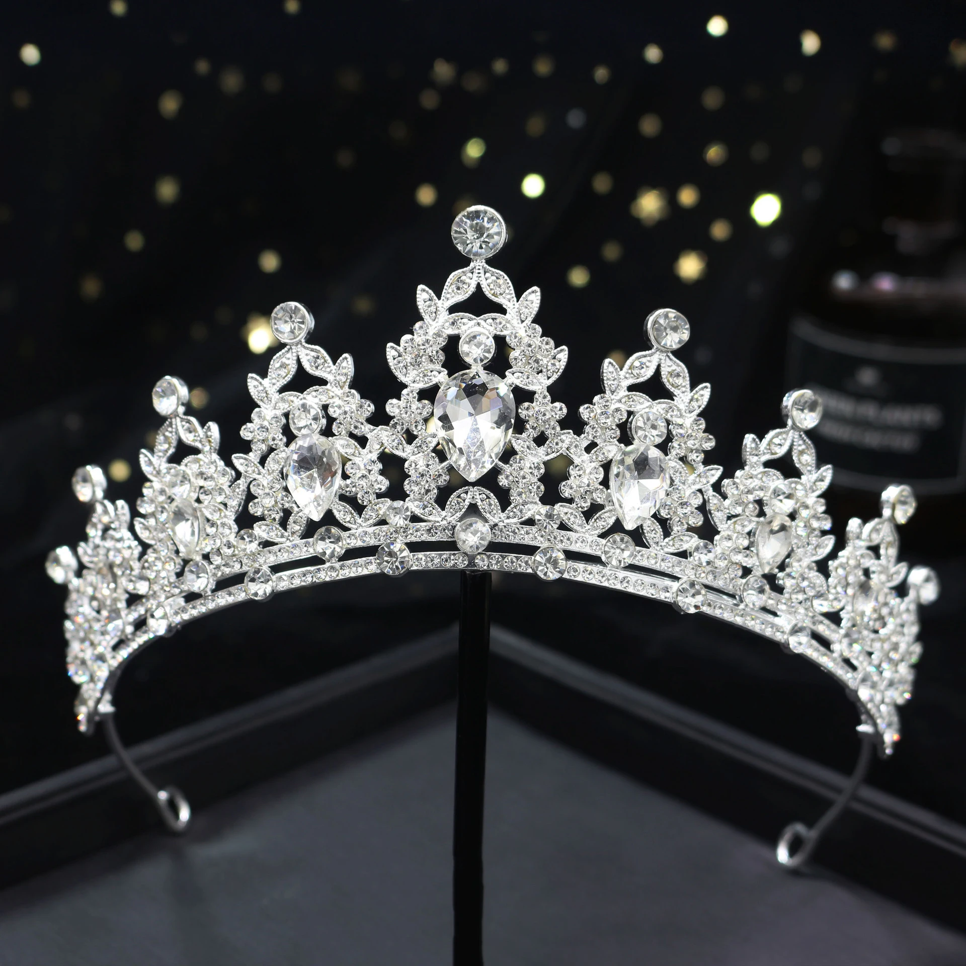 1pc Krone Braut Vintage Haar Bands Kristall Strass Handgemachte Haar Bands Krone Prinzessin Geburtstag Party Platte Kopfschmuck – Detail 11