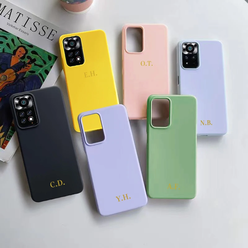 Personalized Custom Letters Silicone Case for Xiaomi Redmi Note 11 Pro 5G 4G Cover For Xiaomi