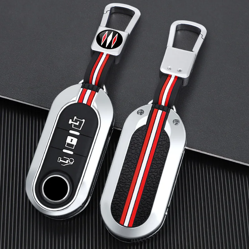 Car Flip Key Case Cover For Fiat Ducato 500 500L Panda Grande Punto Lancia Musa Auto Shell Fob Keychain Accessories