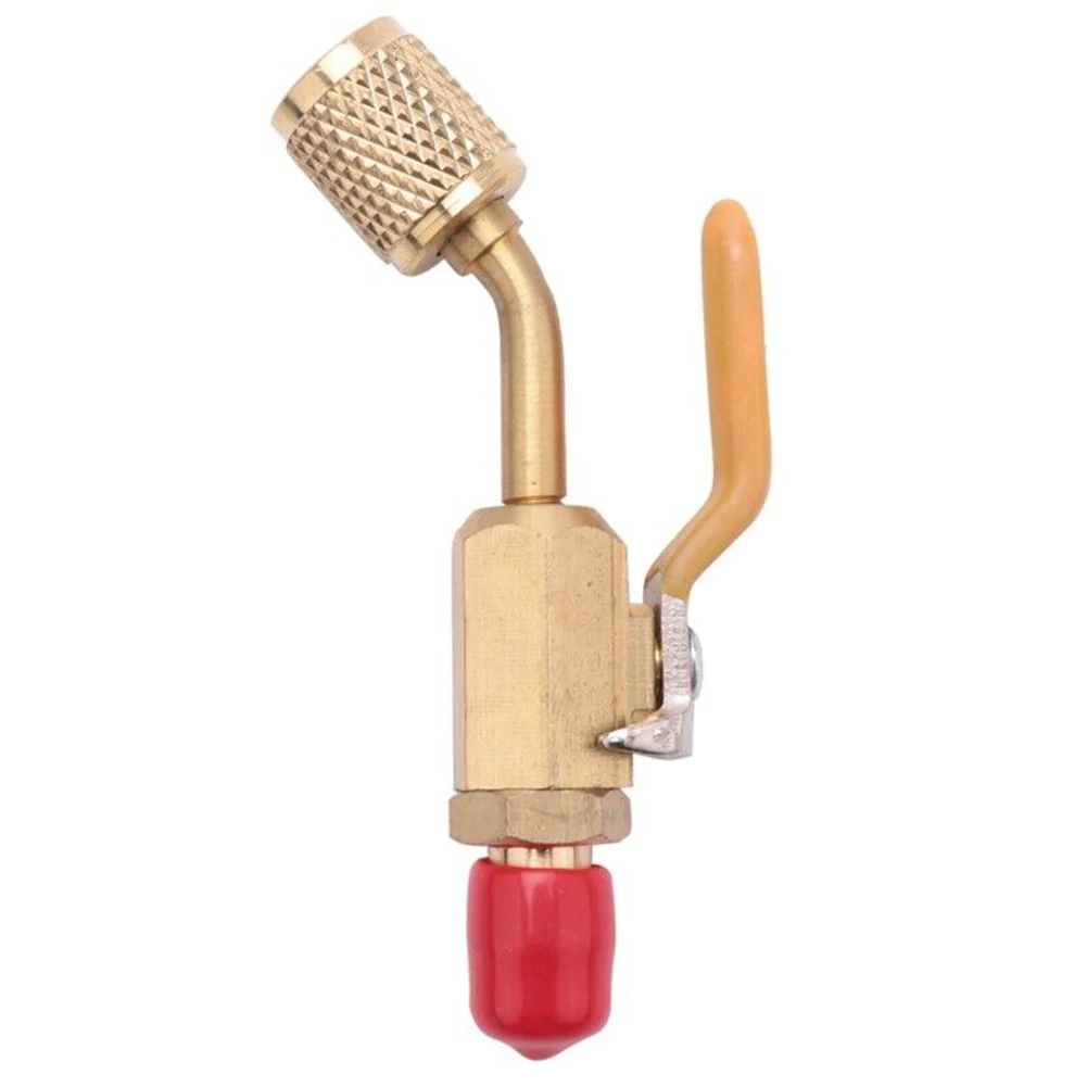 

R410a R134a Brass Shut Valve For A/C Charging Hoses HVAC 1/4inch AC Stop Valve 90mm Length For Air Conditioning Charge Hose