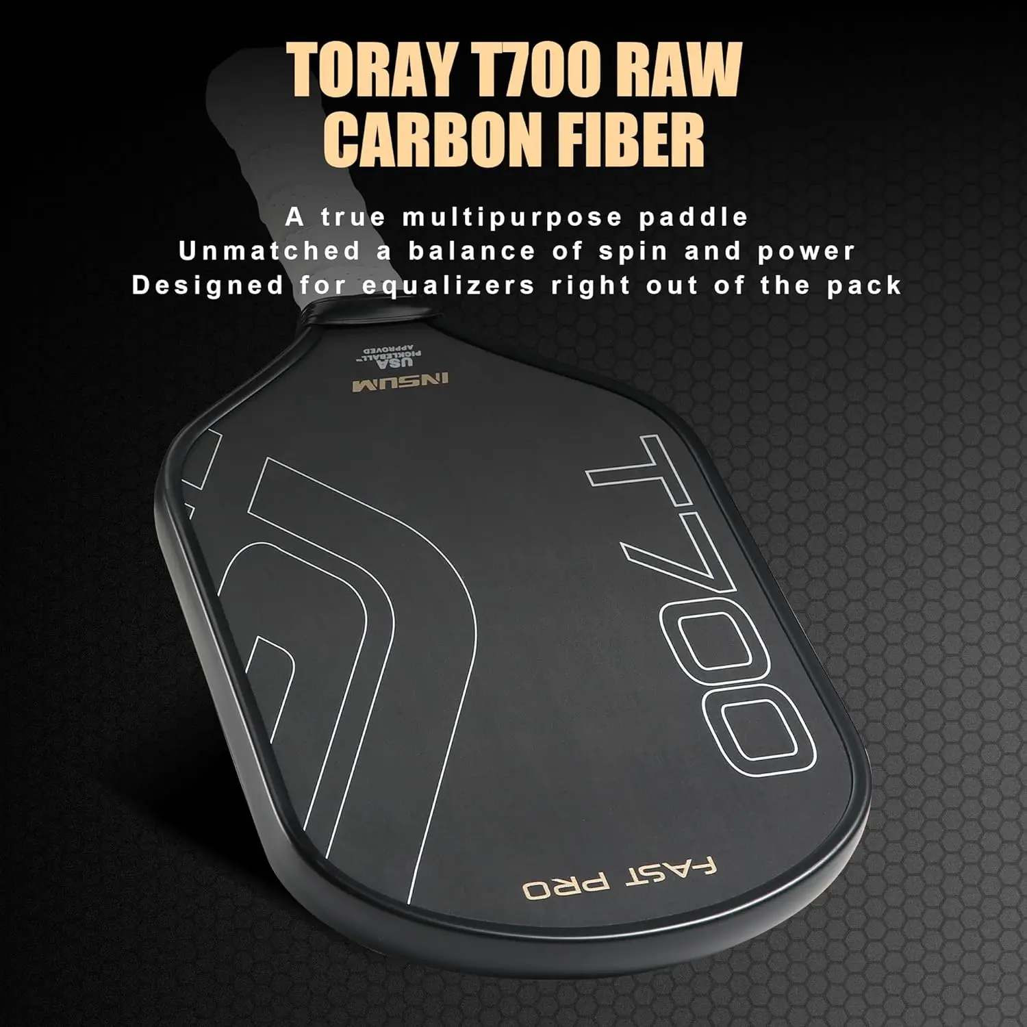 T700 Hybrid Pickleball Paddles, 16mm USAPA Approved, Toray T700 Carbon Fiber, Lightweight Super Fast Speed for Extra Pro Power