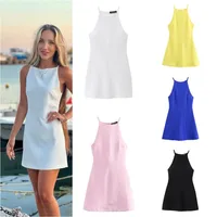 Interlock halter Dress ETJ 2025 new sexy sleeveless A-line fitted dress is made of stretchy and flexible knitted fabric