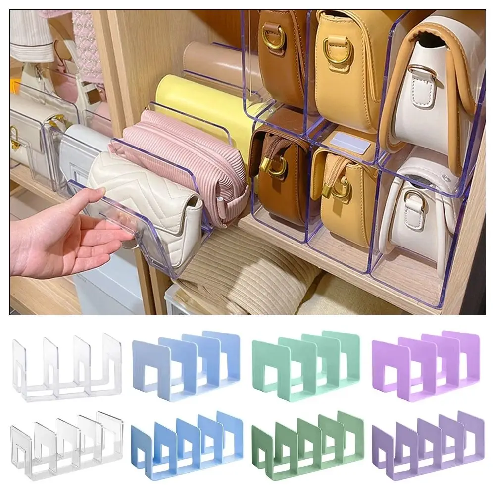 Handbag Storage Rack 3/4 Grids Handbag Storage Rack Wardrobe Divider Shelf Bag Storage Rack Transparent Purse Handbag Divider Shelf Bags Display