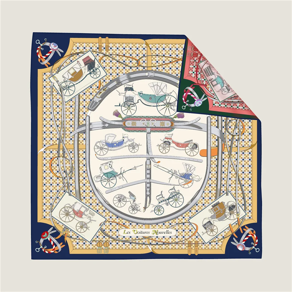 New Brand Two-sided Print Headband Scarf Women Fashion 90*90cm The horse Hijab Bandana Neckerhicef Beach Sun Protection Shawl