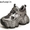AUTUSPIN Thick Soled Women's Vulcanize Shoes Retro Platform Ladies Leisure Sneakers 8cm High Wedges Chunky Female Footwear 34-39 1