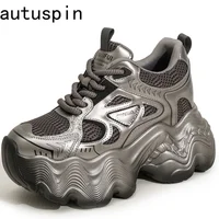 AUTUSPIN Thick Soled Women's Vulcanize Shoes Retro Platform Ladies Leisure Sneakers 8cm High Wedges Chunky Female Footwear 34-39 1