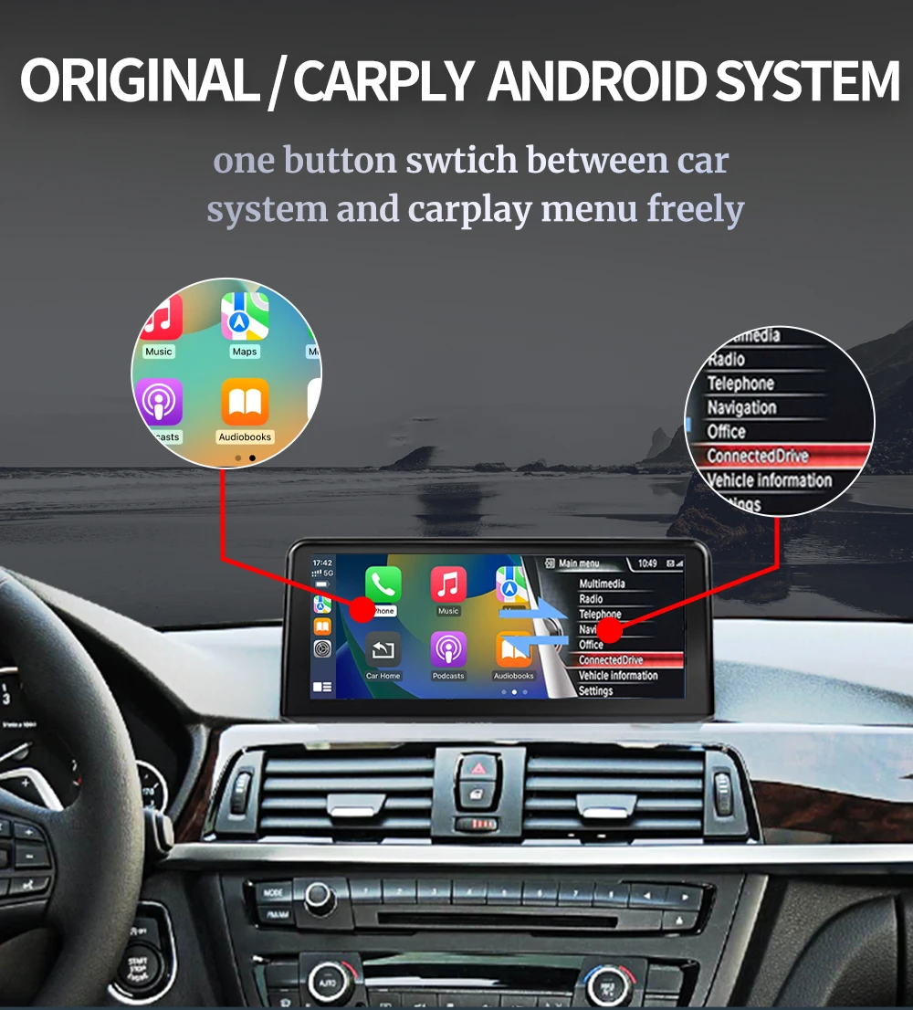 Pantalla Táctil Multimedia para BMW F30 F34 F36 NBT 2012-2017 Carplay Android Auto Cámara Trasera Bluetooth Música 4