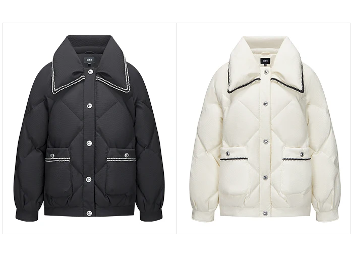 Down Jacket Women Diamond Texture Fragrance Sweet Winter New Raglan Sleeve Lapel Jacket