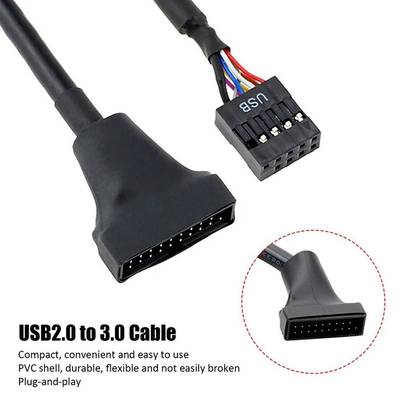 Motherboard Header Adapter Cord 1Pcs 20 Pin USB 3.0 Female To 9 Pin USB 2.0 Male For Computer PC usb adapter usb adapter cable usb cable adapter conversion cable adapter