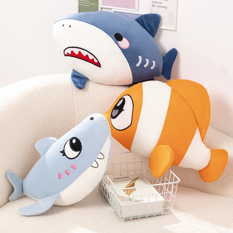 

40CM Kawaii New Whale Fish Plush Toy Stuffed Soft Cartoon Ocean series Animal Shark Pillow Baby Cushion Boys Girls Birthday Gift