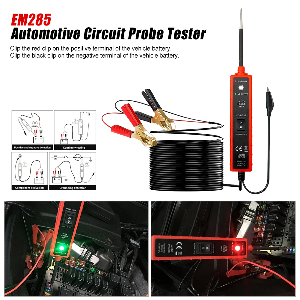 

DC6-24V Automotive Circuit Tester Power Circuit Probe Kit Car Test Pen Light Electrical Diagnostic Tool Short Circuit Finder