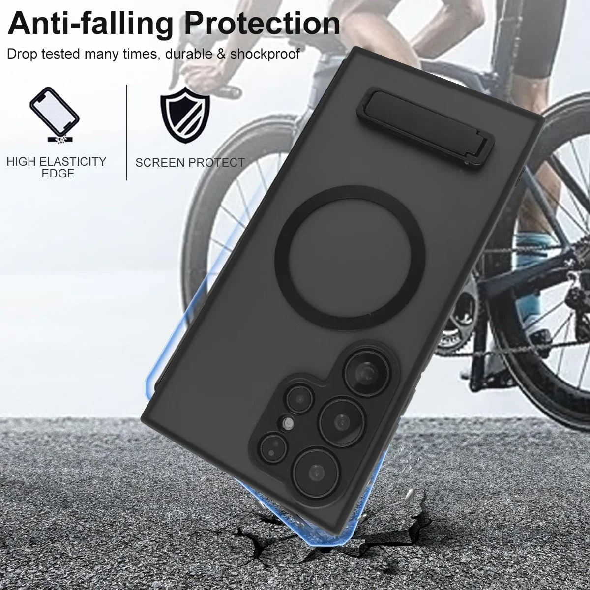UYUXIO Magnetic Phone Case with Kickstand for Samsung Galaxy S25 Ultra S24 S23 FE S22 Plus Matte Mobile Cases Slim Stand Cover 4