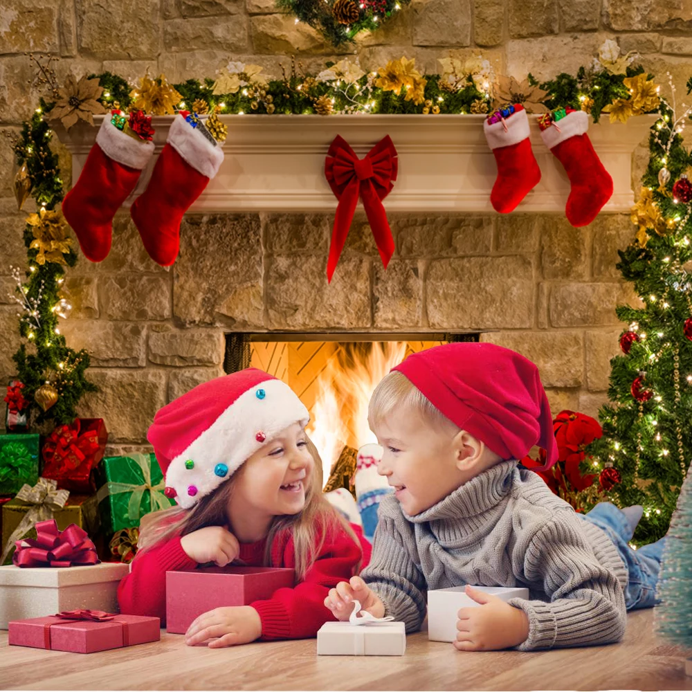 Christmas Photography Backdrops Child Christmas Fireplace Decoration Background For Photo Studio vlog decorations photo backdrop