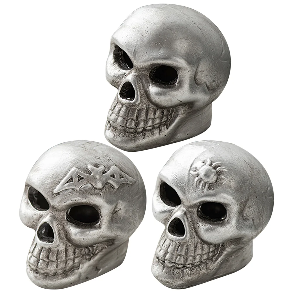 

3 Pcs Ornaments Head Halloween Model Lifelike Decor Party Layout Small Birthday Decoration Girl Skulls Desktop Creep