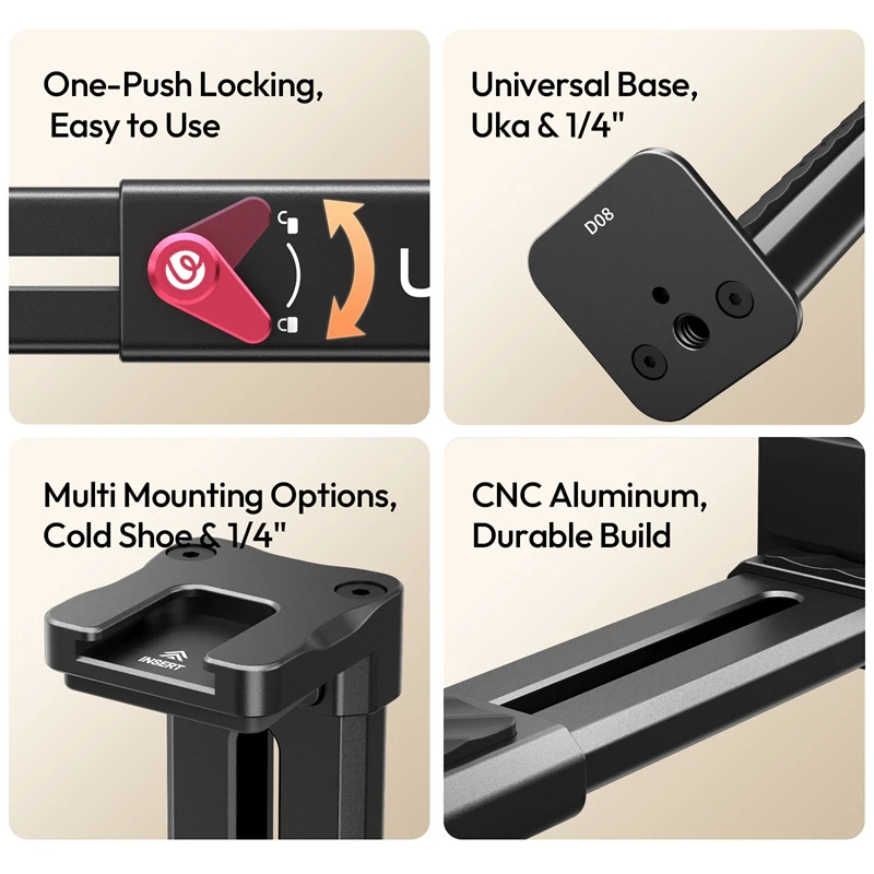 Ulanzi CA15 OneLock Tablet Clamp 13-22.5cm Range with 1/4" Universal Base Cold Shoe Mount for Sheet Music Practice Fitness Shot