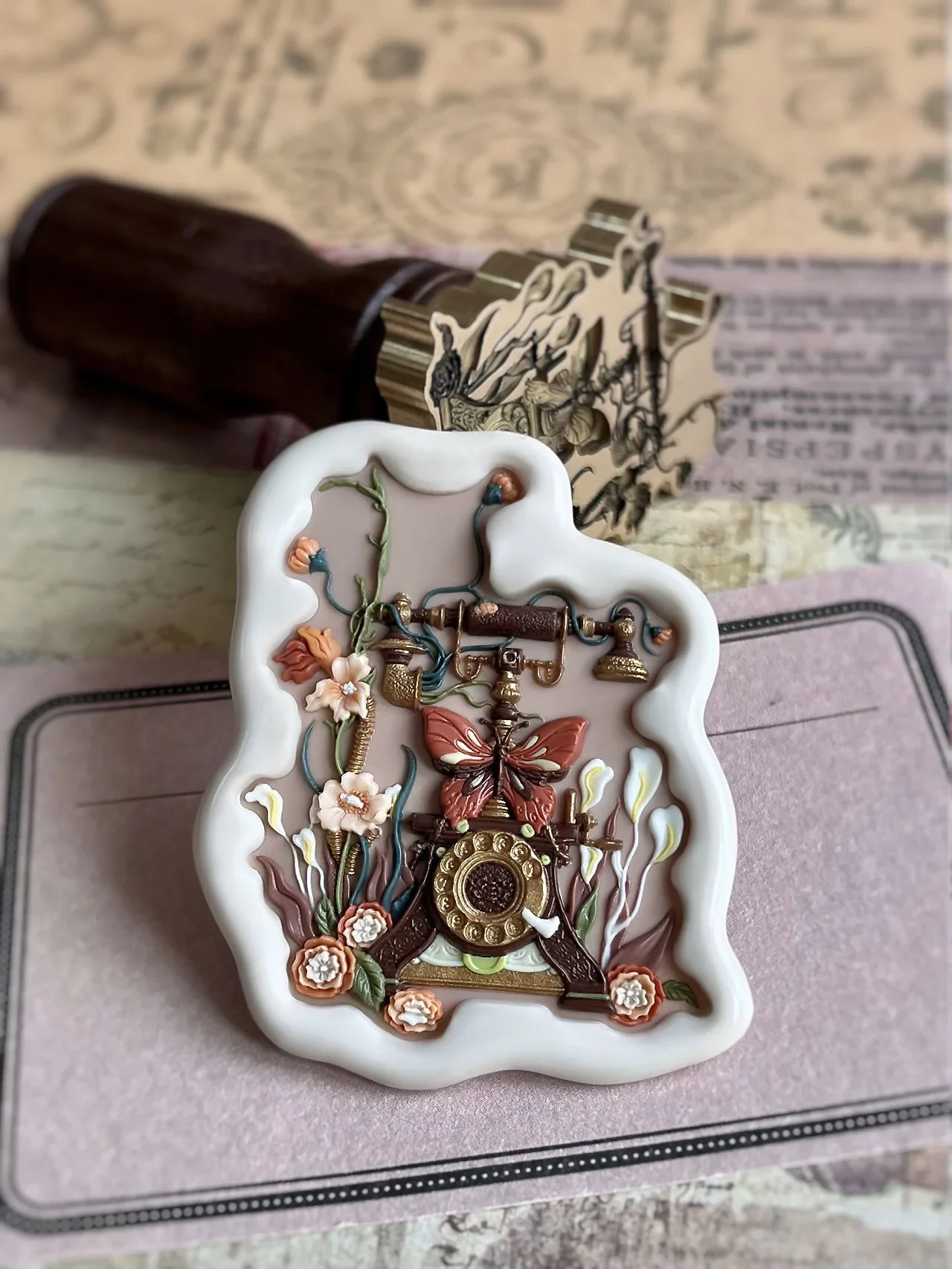Diy Fire Seal Seal Head Iris Story Series Flower Clock Multi-Layer Relief Children Students Copper Fine Carved