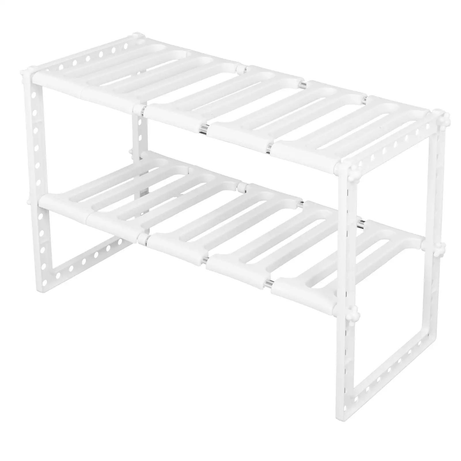 Adjustable 2-Tier Sink Rack Organizer for Kitchen & Bathroom - Telescopic Storage Shelf