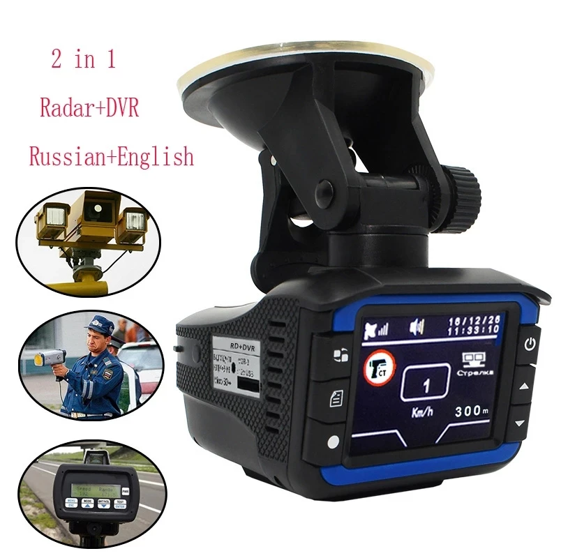2022 Car DVR Camera 2 in 1 Radar Detector Dash Camera Video Recorder Tachograph Traffic Warnin Device Russian & English Version